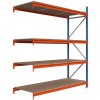 Majster Regál Kovový regál LONGSPAN 250x185x100-4-DTD, Modrá/Oranžová