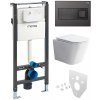 Mereo WC set - Rimless WC hranaté, modul pre sadrokartón, čierne hranaté tlačidlo MM02NSETRS331