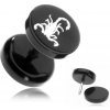 Šperky eshop - Akrylový fake plug - škorpión v čiernom kruhu PC28.25