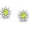 jantario Strieborné náušnice Spanilý kvet s peridotom a zirkónmi 102541