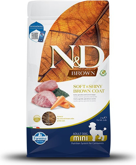 N&D Brown dog Adult Mini Lamb& Spirulina & Fennel 2,5 kg