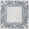 Vianočný gobelínový obrus zdobený lesklou niťou, Zimné chalúpky v šedo-striebornej farbe v rozprávkovej zasneženej krajine, 100 x 100 cm GO-854-B1