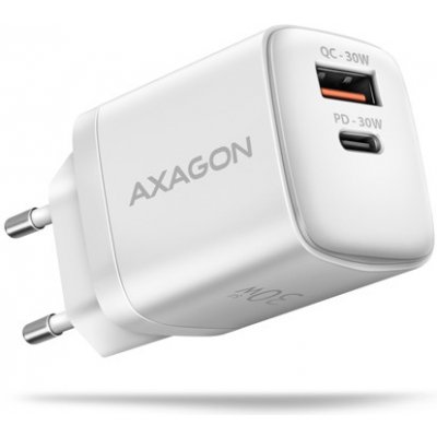 AXAGON ACU-PQ30W Sil nabíječka do sítě 30W, 2x port (USB-A + USB-C), PD3.0/PPS/QC4+/SFC/AFC/Apple ACU-PQ30W