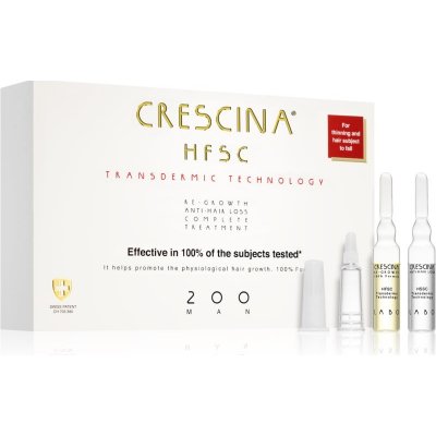 Crescina Transdermic 200 Re-Growth and Anti-Hair Loss starostlivosť pre podporu rastu a proti vypadávaniu vlasov pre mužov 20x3,5 ml