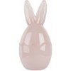 Clayre & Eef Ružová sklenená dóza s vekom v tvare vajcia so zajačími uškami – Ø 9*17 cm - Clayre & Eef