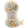 Alize příze Puffy color 8013 mentolová šedá a meruňková