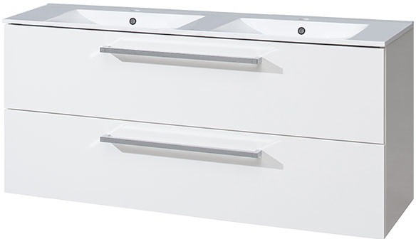 Mereo skrinka s dvojumývadlom 120 cm, biela/biela