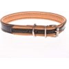 COBBYS PET Obojok z pravej kože s vysokým leskom tmavohnedý, podšitý brúsenou hnedou kožou 15mm/45cm