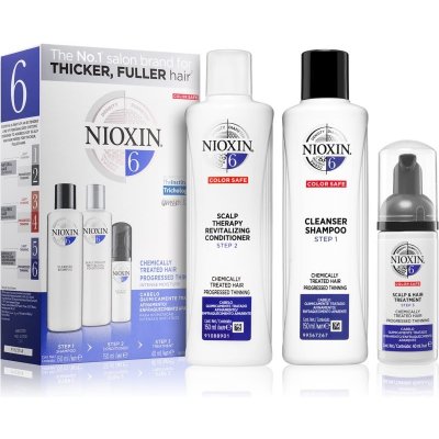 Nioxin System 6 čistiaci šampón pre chemicky ošterené vlasy 150 ml + revitalizačný kondicionér pre chemicky ošterené vlasy 150 ml + starostlivosť o pokožku hlavy pre chemicky ošterené vlasy 40 ml