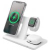 Stojánek s bezdrátovým nabíjením 3v1 FIXED MagPowerstation s podporou uchycení MagSafe, 15W+15W+5W, bíly - bílá FIXMPOS-WH