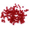 Plastové voskové koráliky / perly Glance Ø4 mm červená 10g