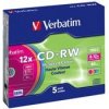 VERBATIM CD-RW SERL 700MB, 12x, colour, slim case 5 ks