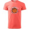 Basketbal lopta v triku - Klasické pánske tričko vyššej gramáže - M ( Korálová )