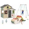 Set domček Priateľov a multifunkčná preliezačka Auto Friends Evo Playhouse Life Smoby rozšíriteľný s pieskoviskom šmykľavkou a 180 cm hojdačka s kovovou konštrukciou