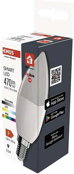 Emos Inteligentná LED žiarovka GoSmart sviečka E14 4,8 W 40 W 470 lm RGB stmievateľná Zigbee