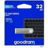Goodram USB flash disk, USB 2.0, 32GB, UUN2, strieborný, UUN2-0320S0R11, USB A, s pútkom