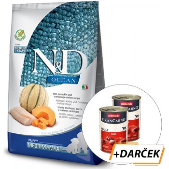 N&D Dog Ocean Pumpkin GF Puppy Medium & Maxi, Cod & Cantaloupe melon 12 kg