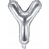PartyDeco Fóliový balón Mini Písmeno Y 35cm strieborný