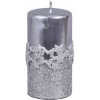 Vianočná sviečka valec Ice Star Ø7x14 cm strieborná