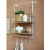 Chic Antique Krémová antik kovová nástenná polička s háčikmi Old Shelf - 48*18*77 cm - Chic Antique