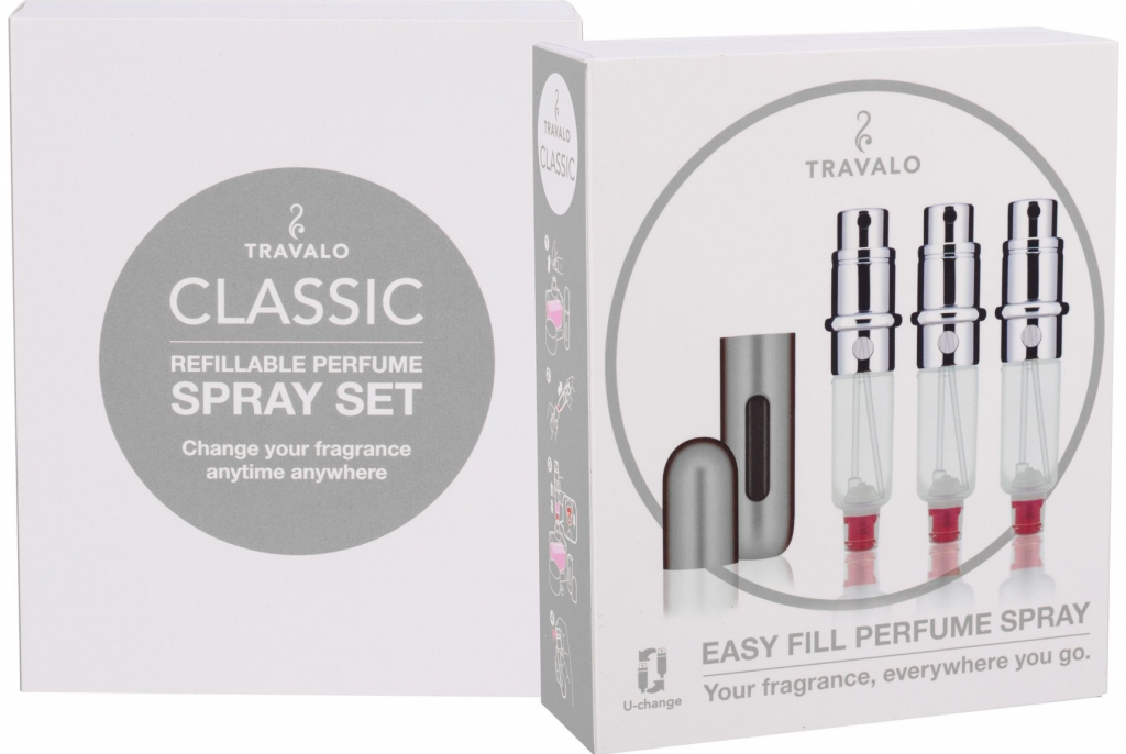 Travalo Travalo Classic HD unisex plniteľný flakón 2 x 5 ml + puzdro Silver darčeková sada