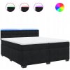 Posteľný rám boxspring s matracom čierny 200x200 cm zamat