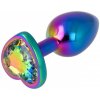 Kovový análny kolík s kryštálom Rainbow Anal Plug with Heart S
