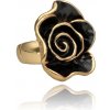 Umelecký prsteň YVON v tvare čiernej ruže s elastickou obrúčkou