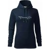Jazvečík - kreslený - Mikina dámská Cape s kapucí - S ( Tmavomodrá (takmer čierna) )