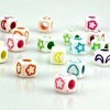 Pro Háčkování Korálek bílá kostka mix obrázků 6 x 6 mm, 20 ks