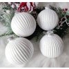 Sklenené vianočné gule biele 4 ks 8 cm