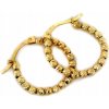 Zlaté náušnice 585 kruhy s kreolským zapínaním a frézovanými guľôčkami po obvode, 14kt