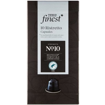 Tesco Finest Ristretto zmes praženej mletej kávy kapsule 10 ks 52 g