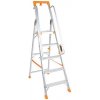 Profesionálny hliníkový rebrík s plošinou Manutan Expert, 5 stupňov