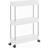 Textilomanie Úzky regál na kolieskach MOBIX s 3 košíkmi, biely