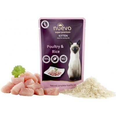 NUEVO cat Kitten Poultry with Rice 16 x 85 g