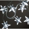 Vnútorná LED vianočná reťaz s hviezdičkami - 3m, 28 LED, studená biela, priehľadný kábel