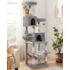 Feandrea Škrabadlo Feandrea XXL, 199 cm, viacúrovňové, so sisalovými stĺpikmi, svetlosivé