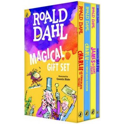 Roald Dahl Magical Gift Set 4 Books: Charlie and the Chocolate Factory, James and the Giant Peach, Fantastic Mr. Fox, Charlie and the Great Glass El Dahl Roald