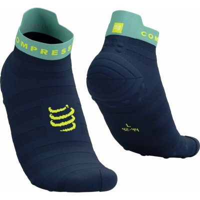 Compressport Pro Racing Socks V4.0 Ultralight Run Low Dress Blues/Eggshell Blue/Green Sheen
