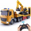Mobilly RC nákladné auto s pásovým rýpadlom a vlekom 1:12, svetlá, zvuk, diaľkové ovládanie 2.4G SM671906