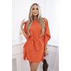 KESI 9016OR Oversize dámske šaty s viazaním v páse a širokými rukávmi, oranžové UNI