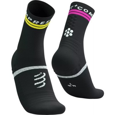 Compressport Pro Marathon Socks V2.0 Black/Safety Yellow/Neon Pink