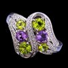 Silver.ag Prsteň strieborný, ametyst, peridot, romantický R3276