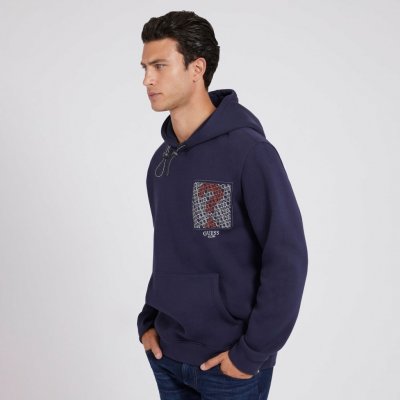 GUESS Ermes Hoodie Fleece Modrá