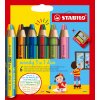 Pastelky STABILO woody 3v1 duo, dvojfarebná tuha - sada 6 ks s strúhadlom (4006381568500)