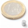 SOLLAU Neodymový magnet valec D 4x4 mm, Neodym, N40, ponikelovaný, diametrálne magnetizovaný