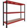 Trestles Nekonečný priemyselný regál 1800x2400x800, 3 police Farba: červená a čierna