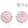 Strieborné náušnice kôstky s ružovým opálom a kryštálmi Swarovski Elements Rose Opal