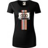 Retro kazeta - pruhy - Dámske tričko z organickej bavlny Origin (GOTS) - XS ( Čierna )